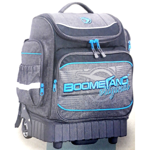 Boomerang School Bags XL Hard Base Trolley Black Cyan DemZa