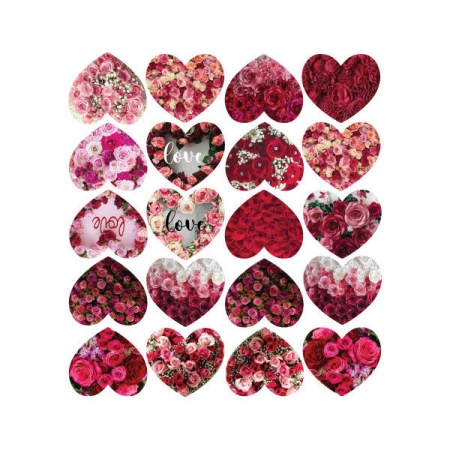 Wafer Paper Floral Hearts 28Pce