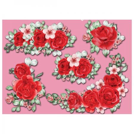 Wafer Paper Rose Flower Bouquet 7Pce