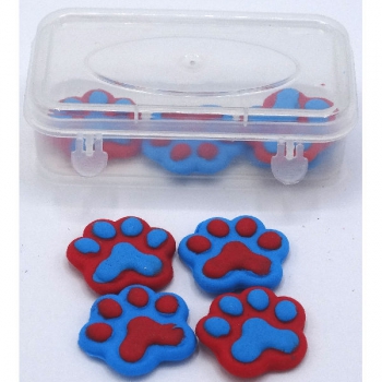 Plastic Icing Paw Small Red and Blue